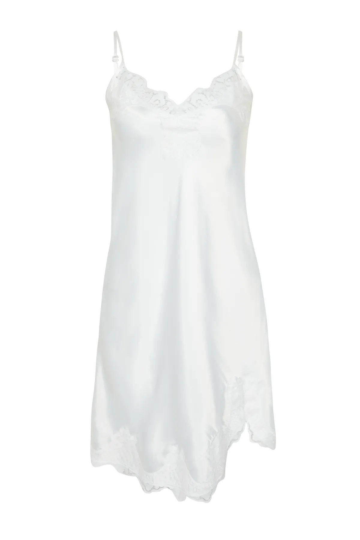 Trendyol Collection  Brautnachthemd aus gewebtem Satin mit Trägern und Spitze in Weiß THMSS24GC00011