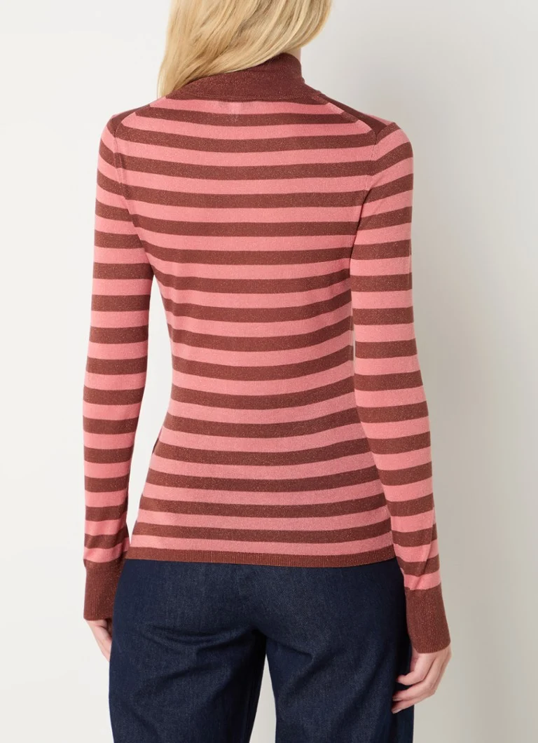 LKBennett Allie long-sleeved shirt with turtleneck and stripe print
