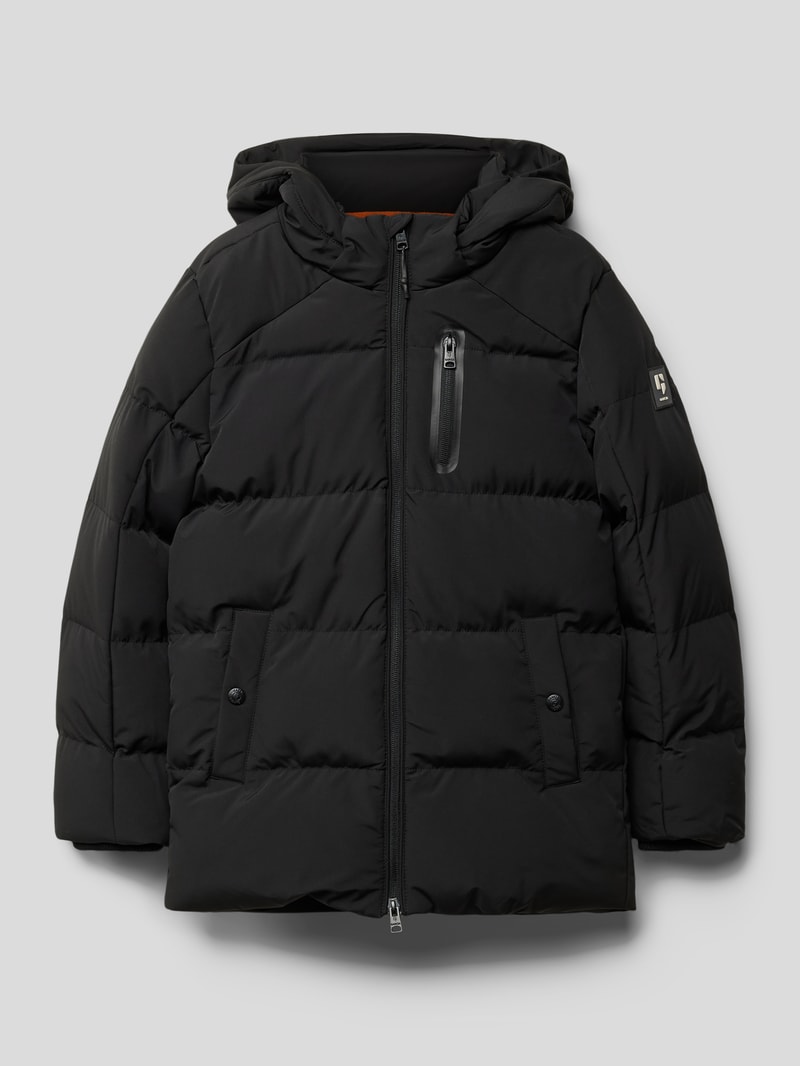 Steppjacke mit Reißverschlusstasche in schwarz