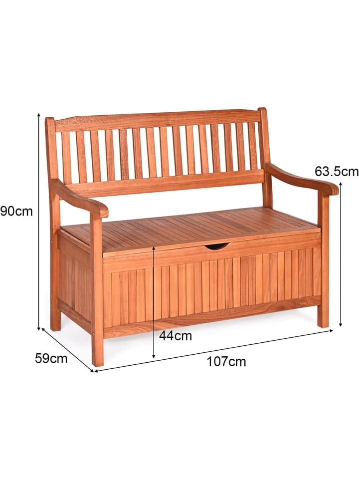 COSTWAY Gartenbank 2-Sitzer mit Stauraum in Braun günstig kaufen onesize