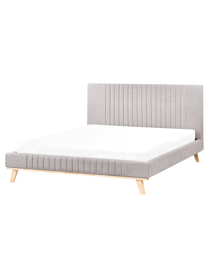 Beliani Doppelbett TALENCE in Grau/Heller Holzfarbton - (W) 175 x (H) 105 x (L) 215 cm günstig kaufen onesize