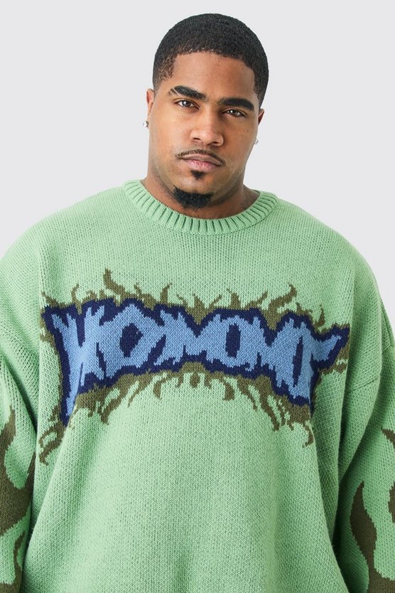 Plus Oversize Homme Pullover in Grün