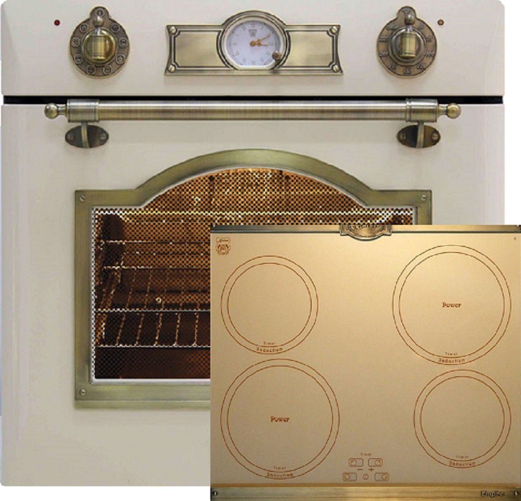 Kaiser Küchengeräte Induktions Herd-Set EH 6355 ElfEm+KCt 6395 IelfEm, Elektro,Retro, Autark, 60cm, 67L+Induktions-Kochfeld 60 cm