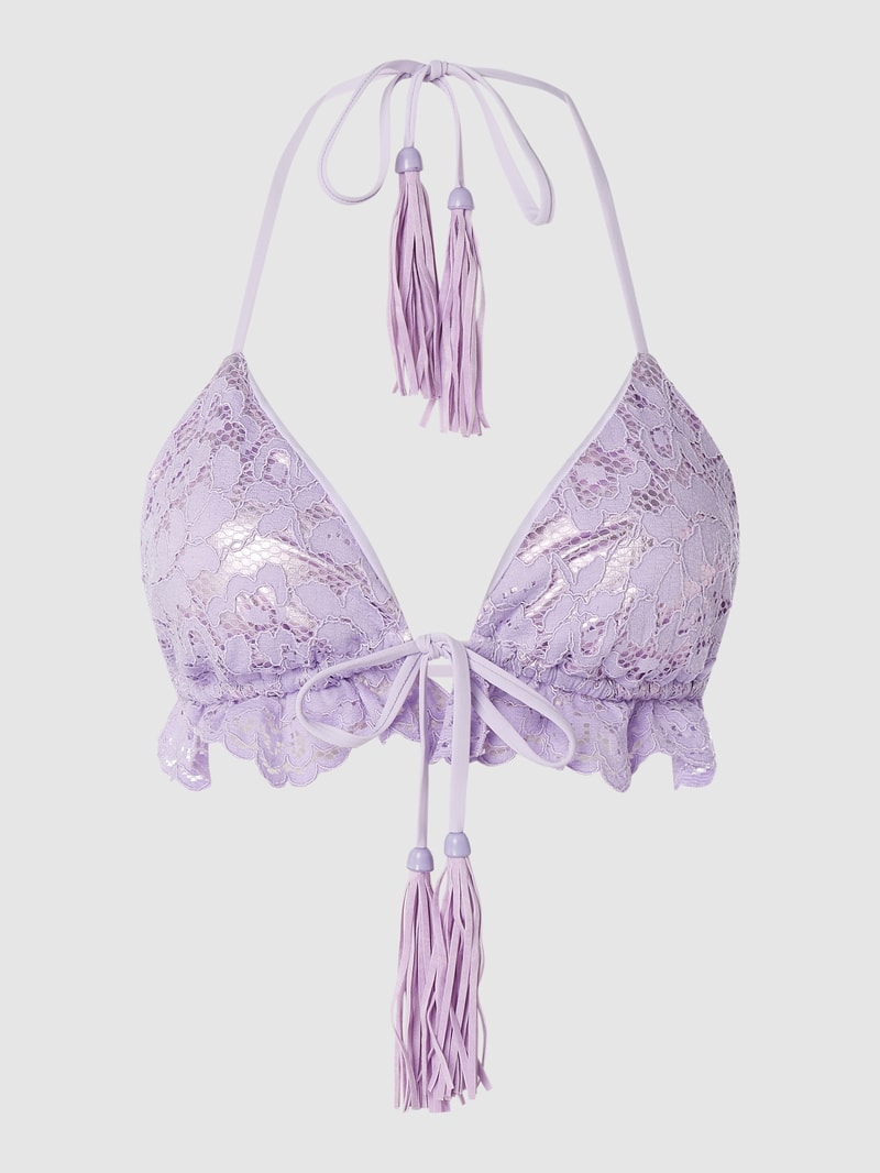 Bikini-Oberteil aus Spitze - wattiert in flieder