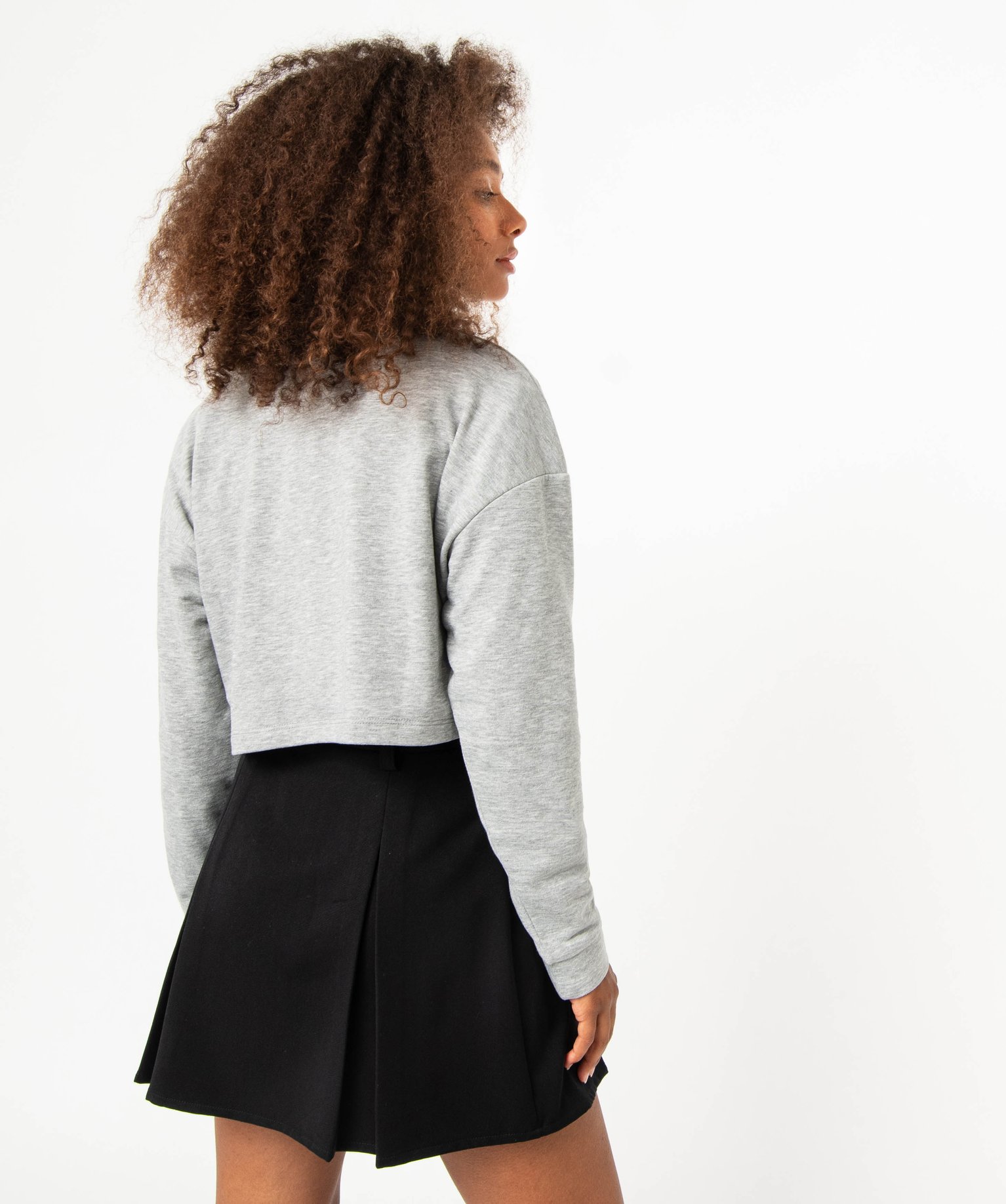 Sweat court avec inscription brodée femme ecru | GEMO