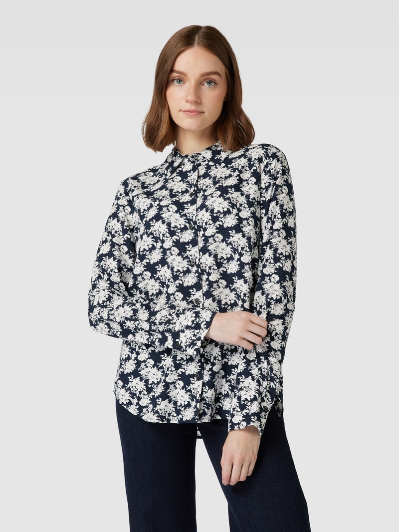 Hemdbluse mit Allover-Muster in marineblau