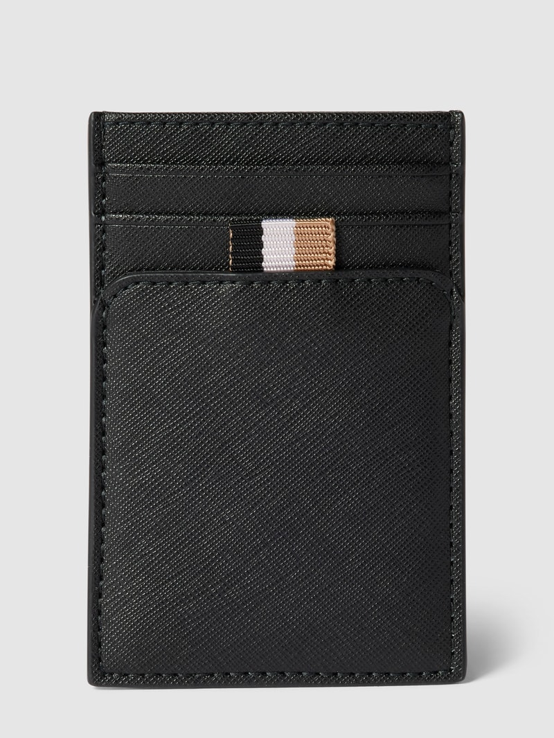 Kartenetui mit Label-Details Modell 'Zair' in schwarz