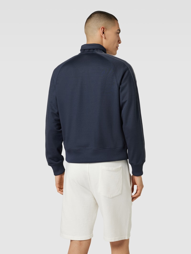 Sweatjacke mit Label-Patch Modell 'PIQUE' in dunkelblau