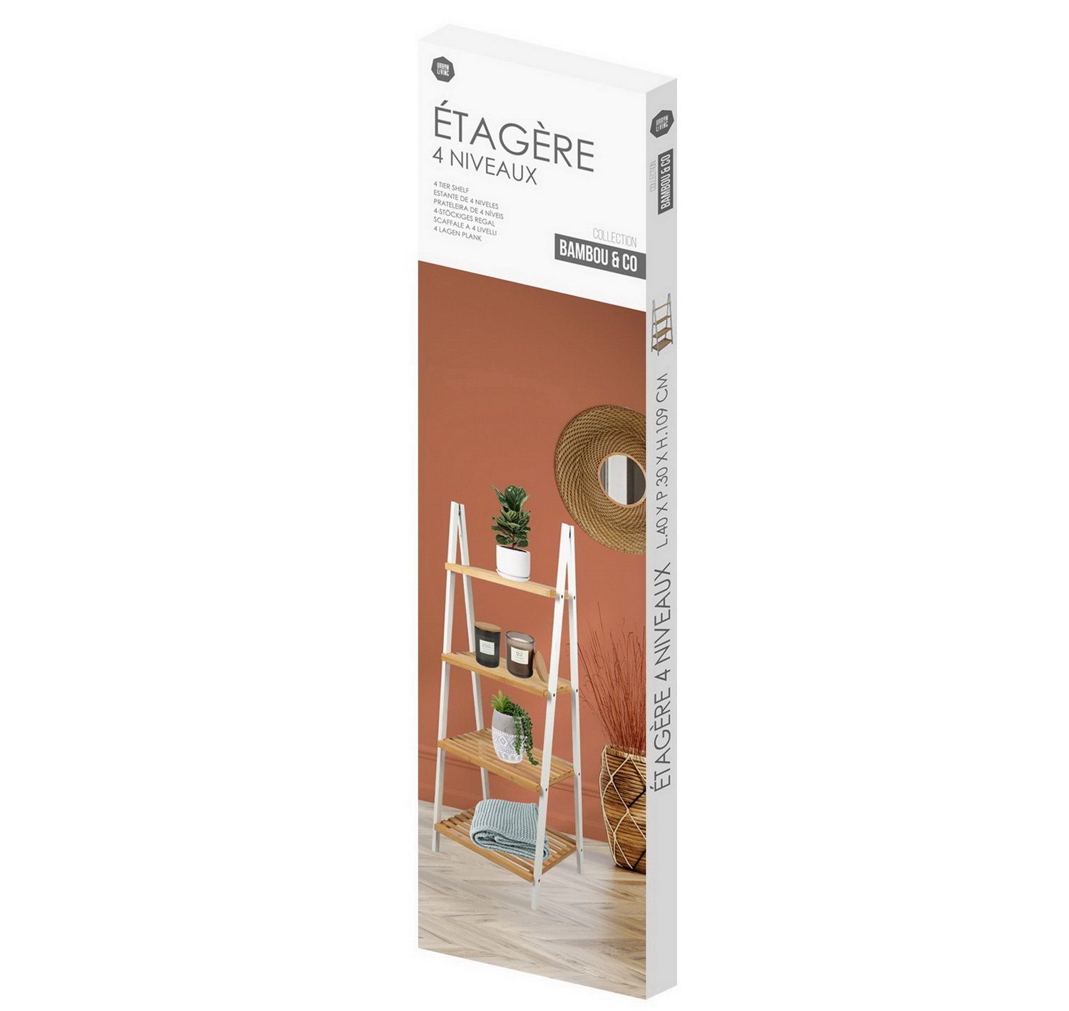 Urban Living Leiterregal 4-Etagen Regal Standregal Regaltreppe, (BxTxH) 40 x 30 x 109 cm, Belastbarkeit: max. 20 kg