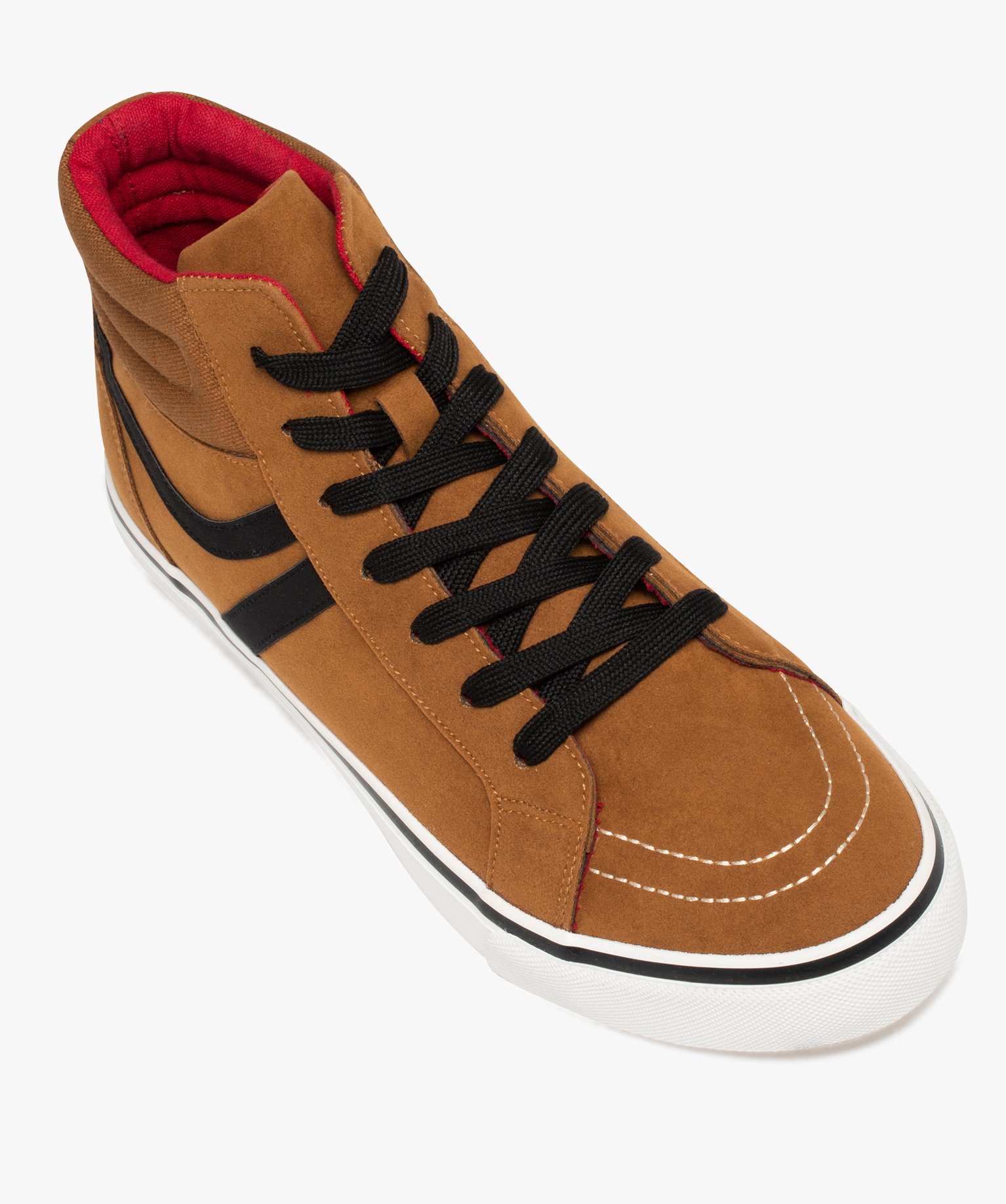 Baskets homme mid-cut en suédine à col rembourré camel | GEMO
