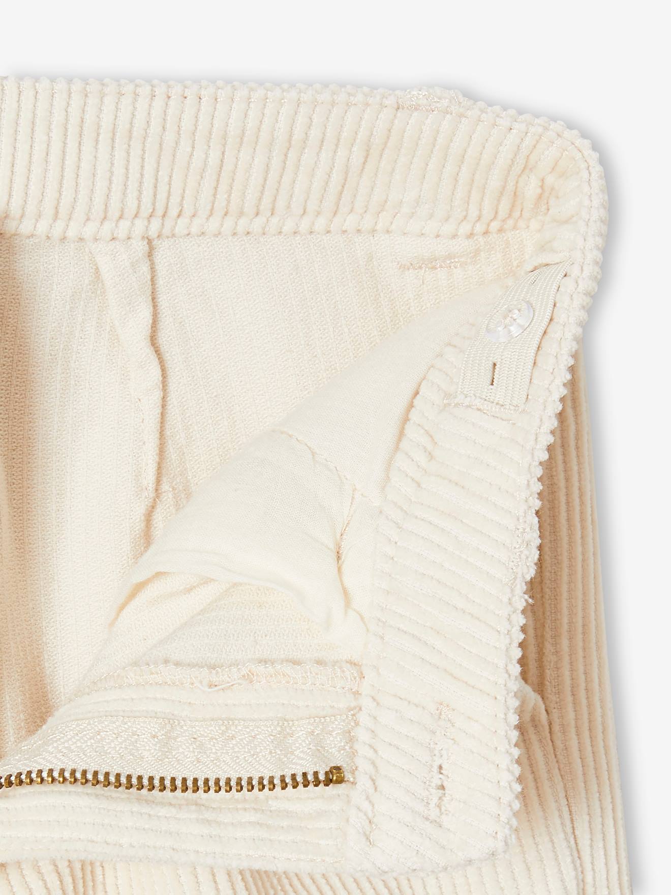 Pantalon large en velours côtelé fille bleu