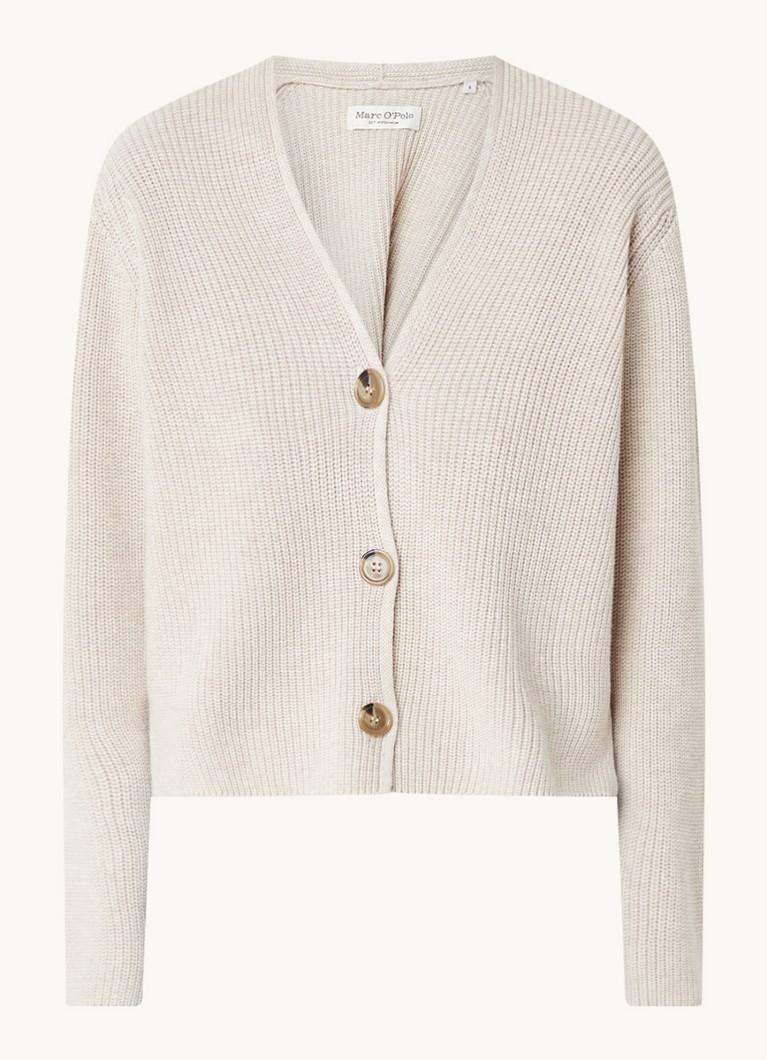 Cardigan Marc O'Polo din bumbac organic, cu nervuri, și decolteu în V.