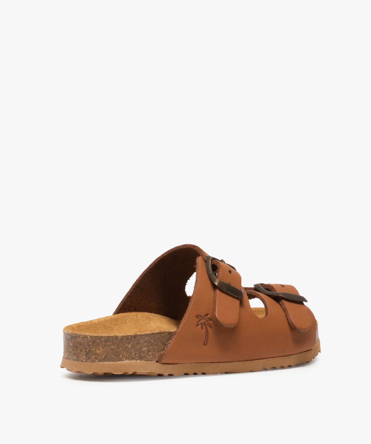 Mules Garçon en cuir à double bride ajustable camel | GEMO