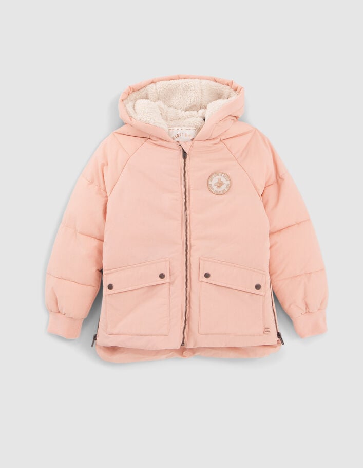 Doudoune rose avec zips côtés fille