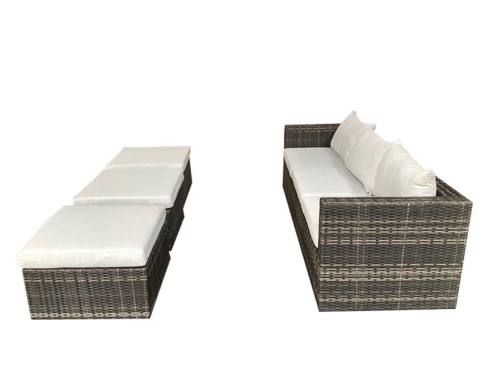 schütte Home & Living Rattan Multifunktionslounge 13-tlg. mit Auflagen hellgrau K/D