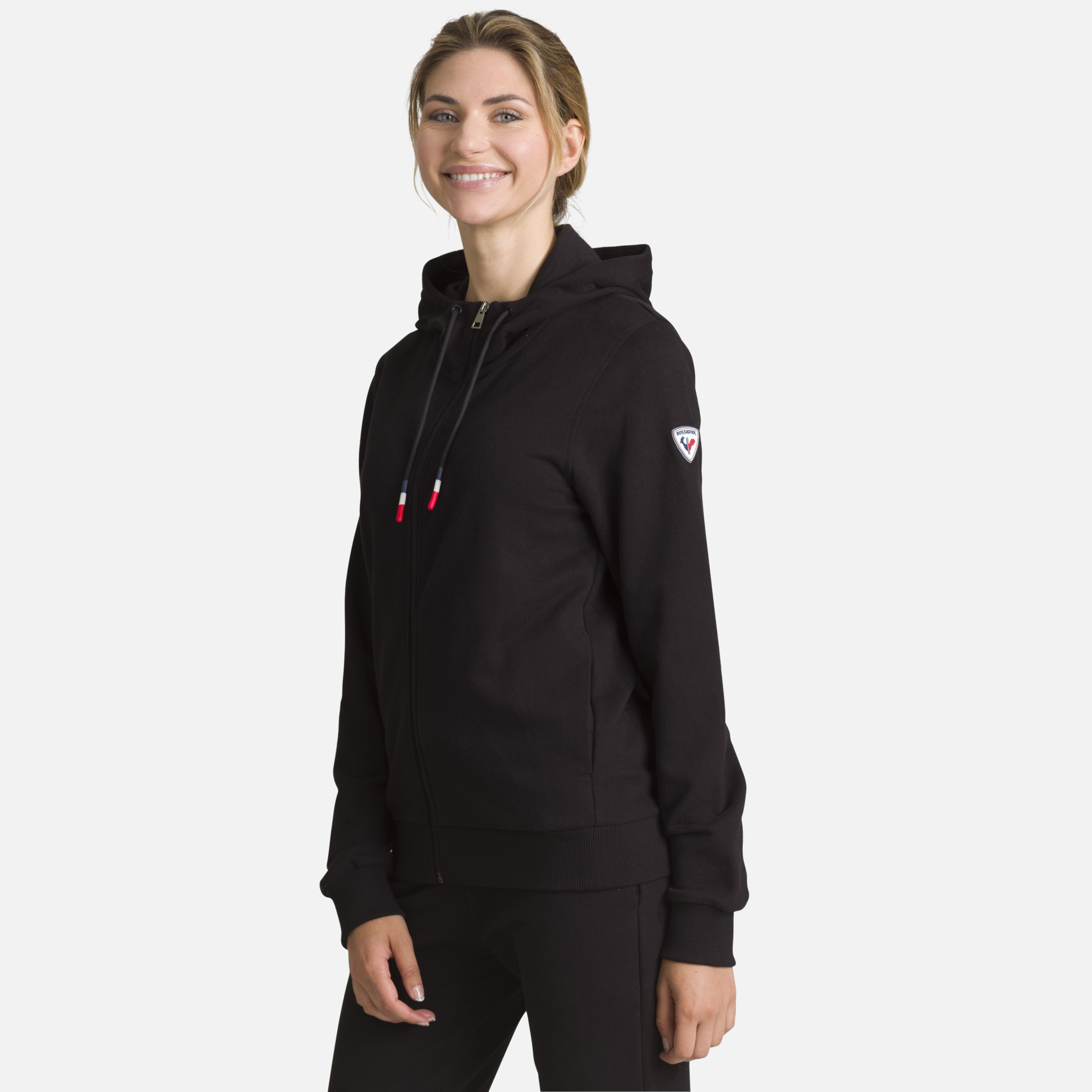 Sweat en coton à capuche zippé Logo Femme