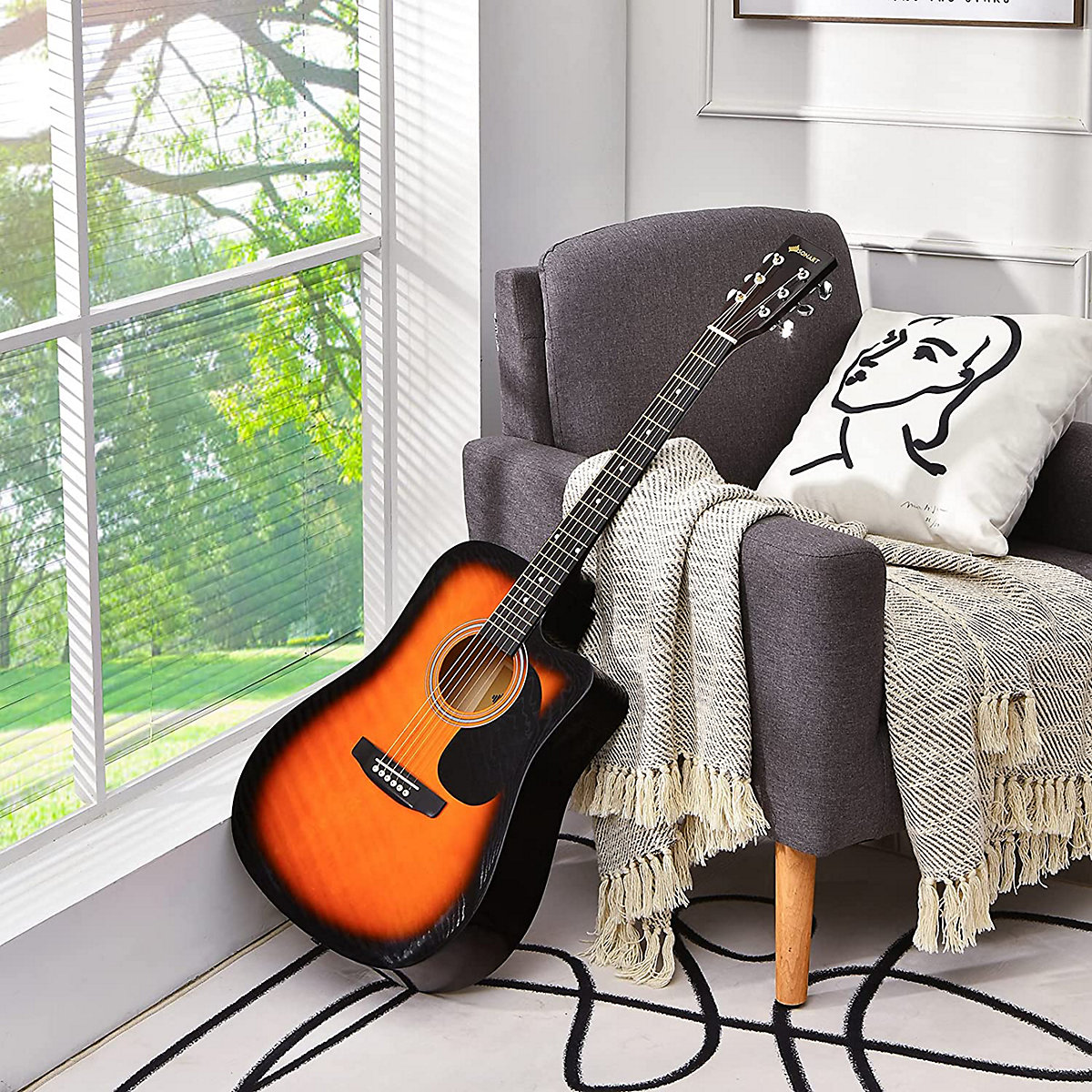 Akustikgitarre 41 Zoll mit Plektrum