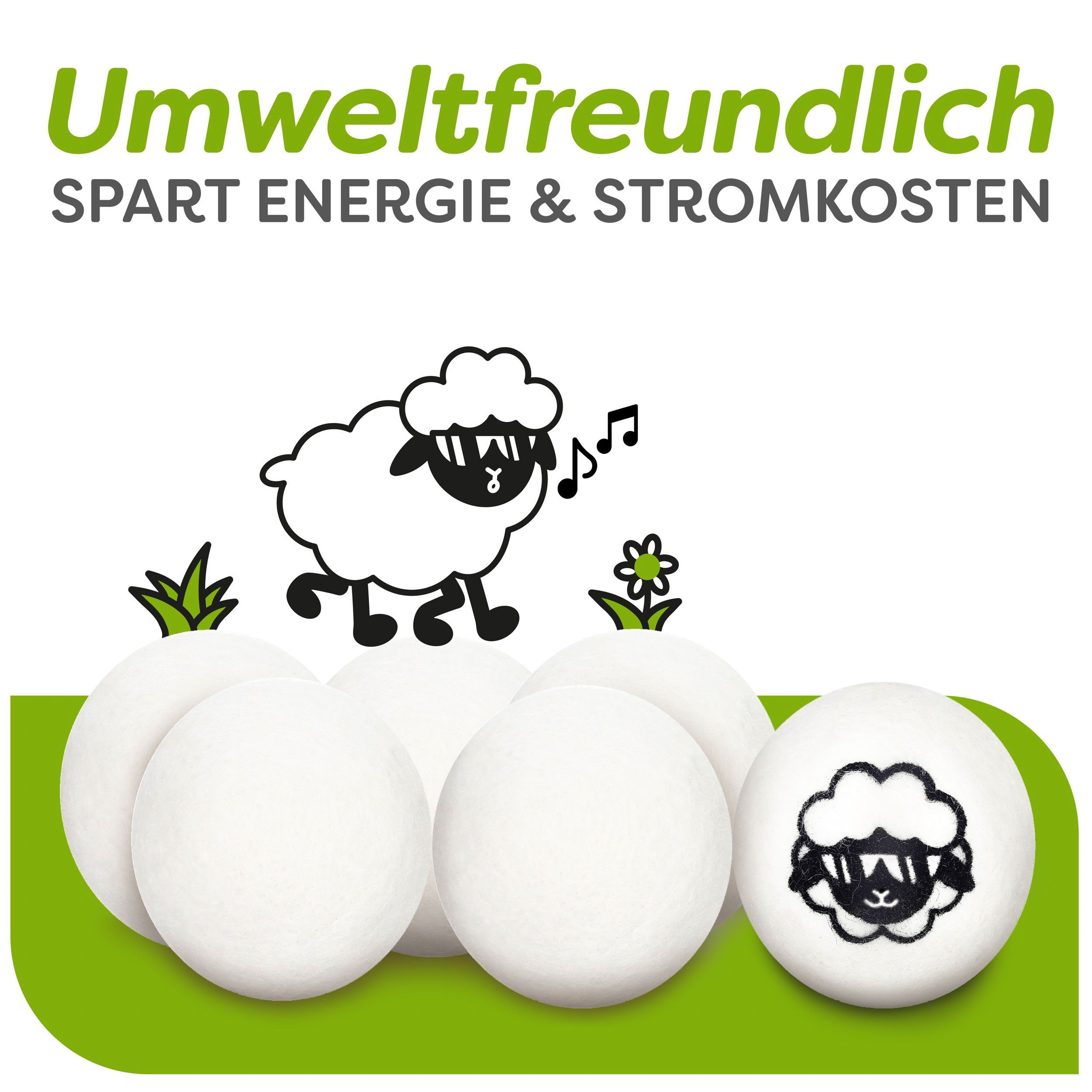 Praknu Trocknerball Trocknerbälle für Wäschetrockner 6er Set (Set, 6-St., 6 Bälle inkl. Jute Beutel für platzsparende Aufbewahrung), Öko Schafwolle aus Neuseeland - Verkürzt Trocknungszeit - Energiesparend