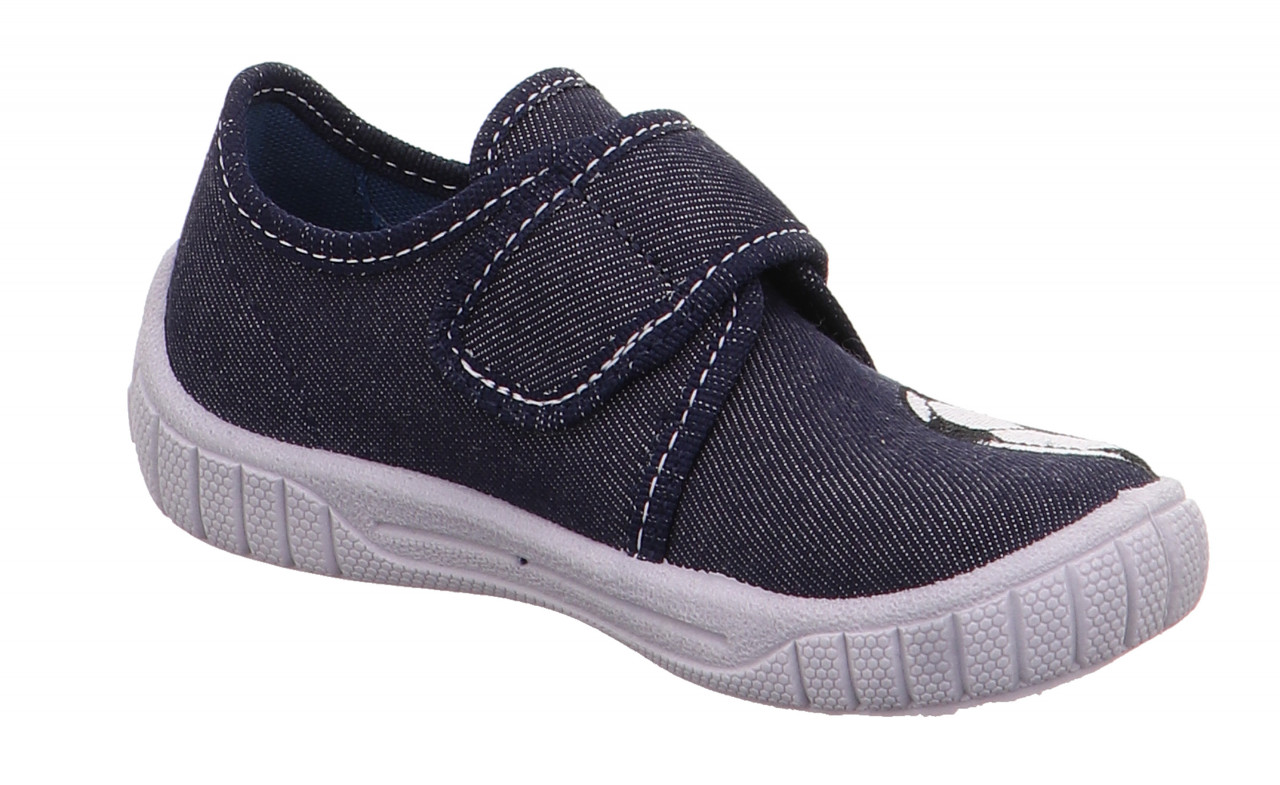 BILL - Blau/Weiss Hausschuh mit Klettverschluss