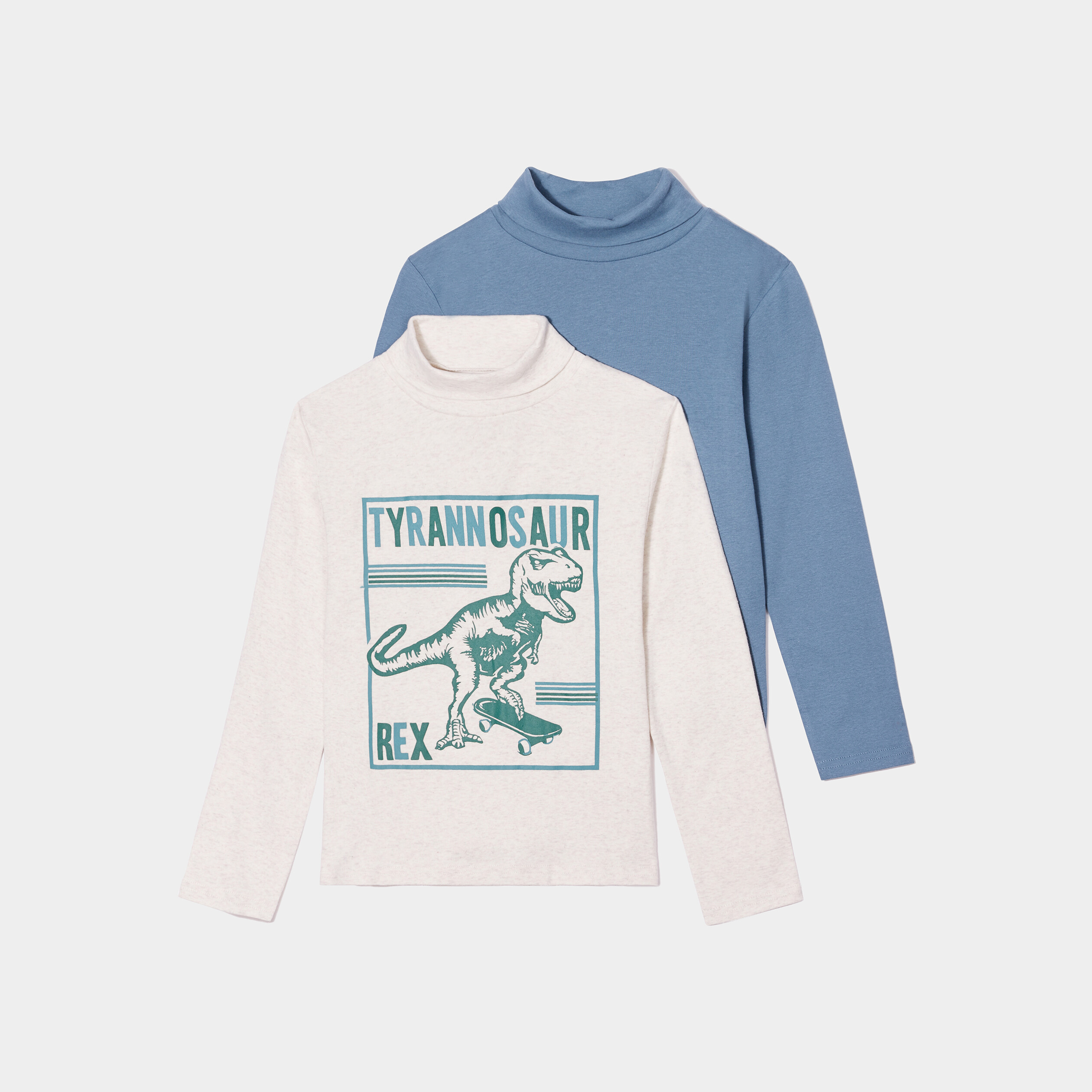 Lot 2 t-shirts col roulé coton ivoire garçon | La Halle