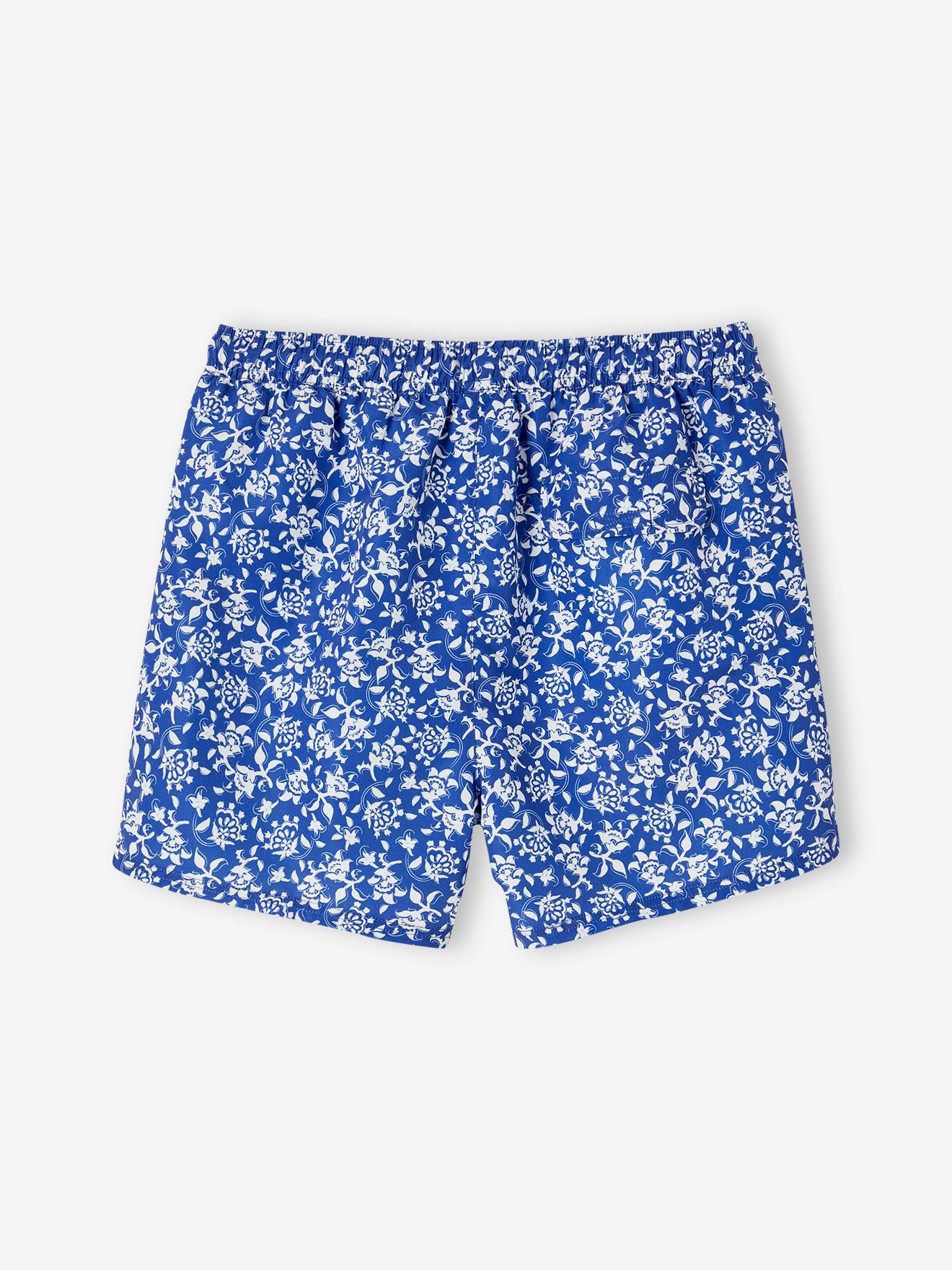 Vertbaudet Capsule Bademode Team Familie: Herren Badehose Oeko-Tex - blau/weiß geblümt