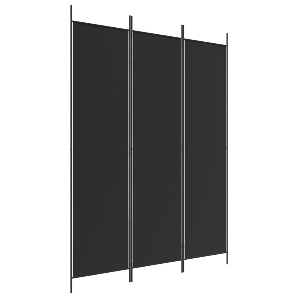 vidaXL Raumteiler 3-tlg. Paravent Schwarz 150x200 cm Stoff, 1-tlg.