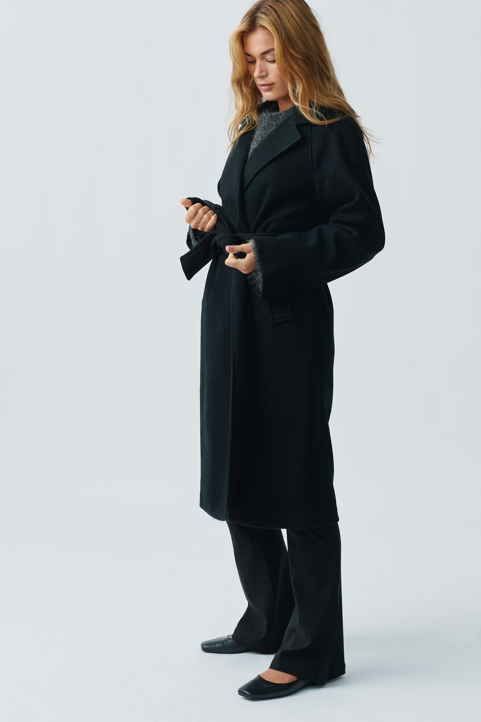 Belted long coat