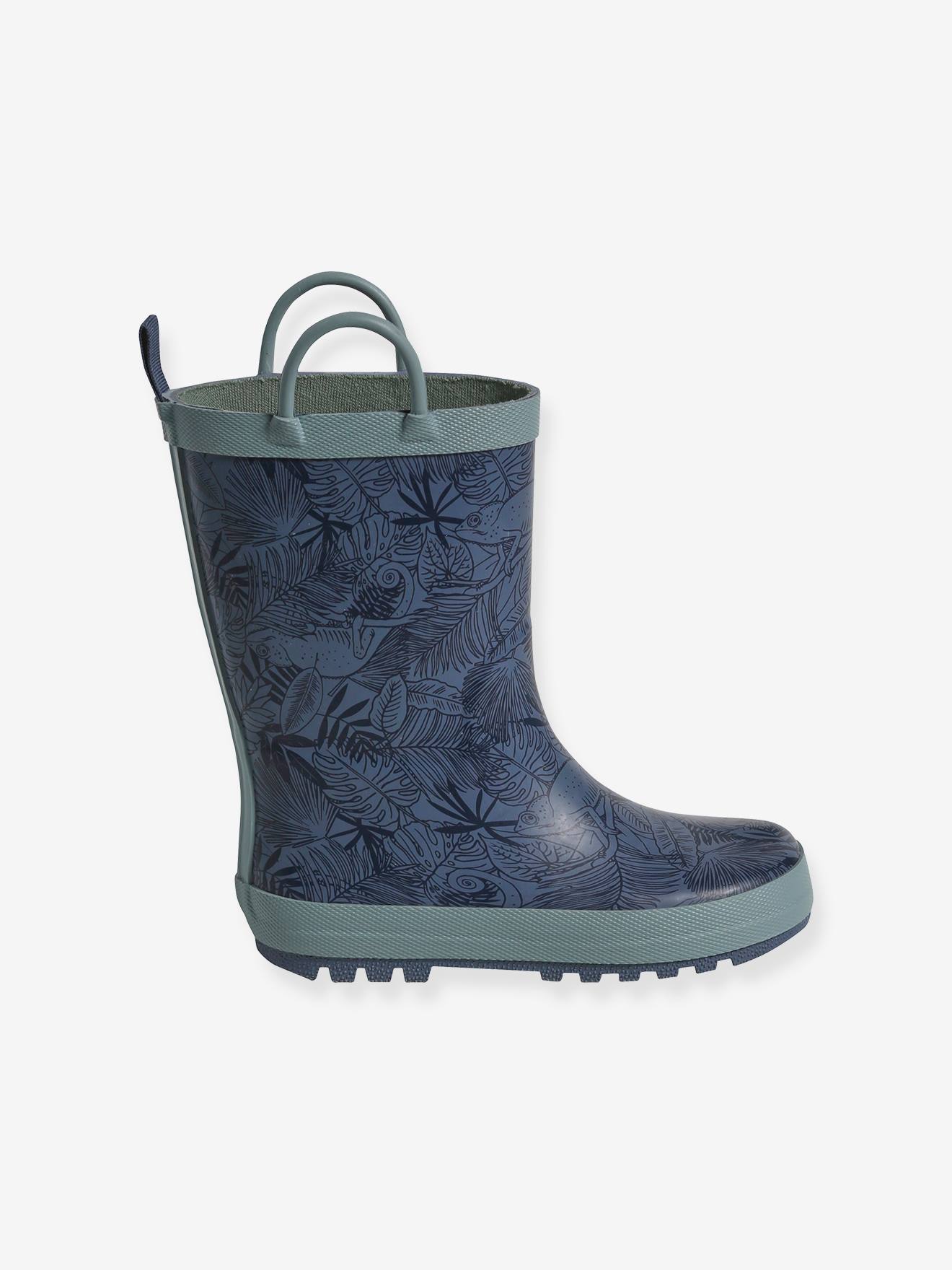Vertbaudet Kinder Gummistiefel mit Dschungelprint - blau bedruckt