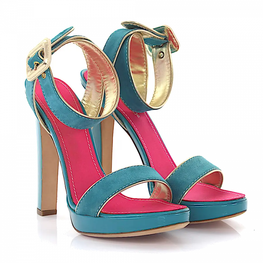 Dsquared2 - Plateausandalen Veloursleder türkis - türkis