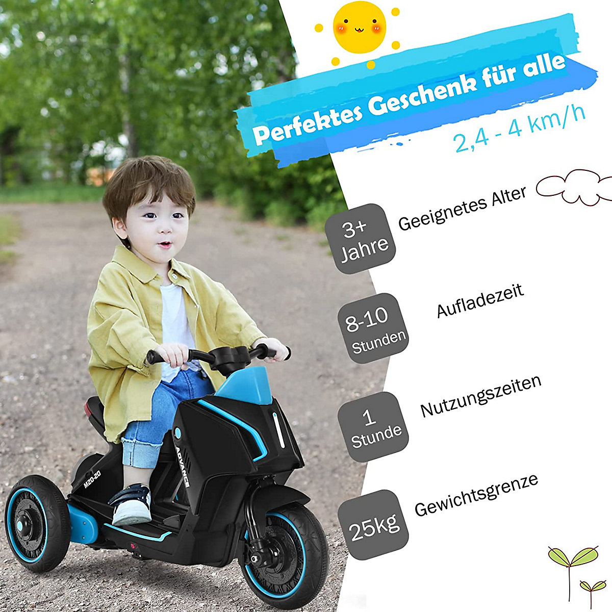 Motorrad Dreirädrig mit Scheinwerfer&Rücklicht