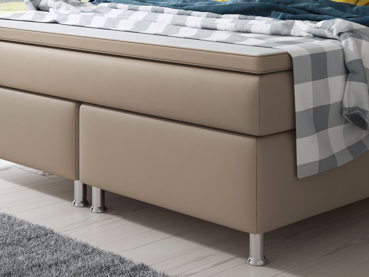 IHG Boxspringbett Miami 180x200 cm Kunstleder Muddy