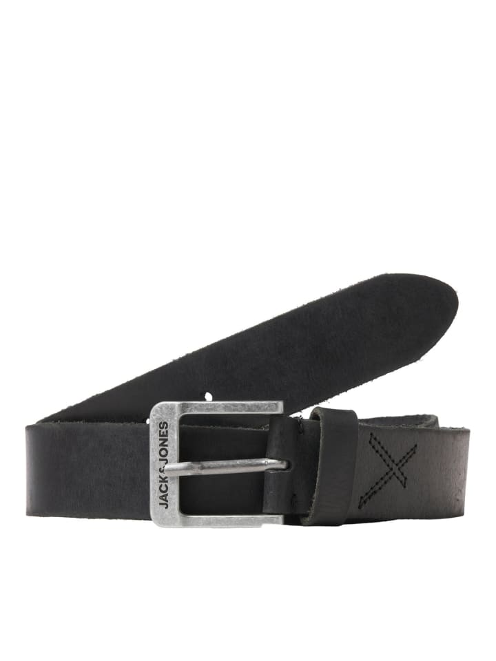 Jack & Jones Echtleder Gürtel Klassischer Leather Belt mit Löcher JACROCK in Schwarz günstig kaufen