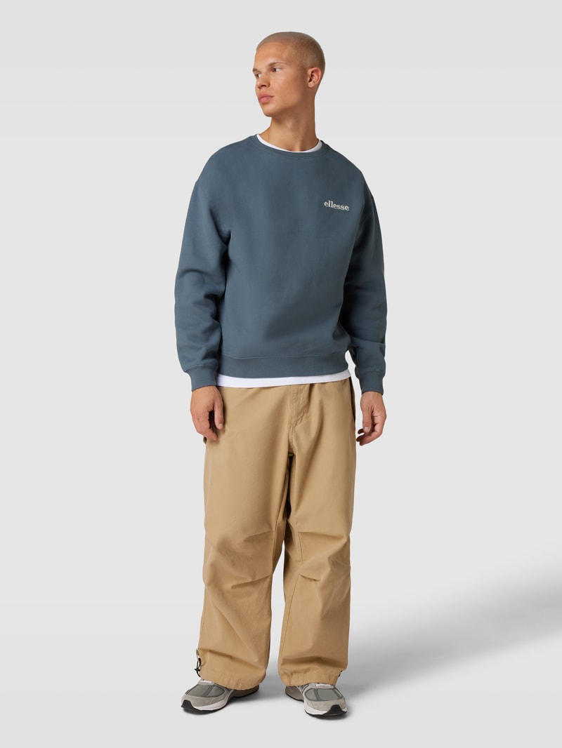 Sweatshirt mit Label-Stitching Modell 'AURELIO' in rauchblau