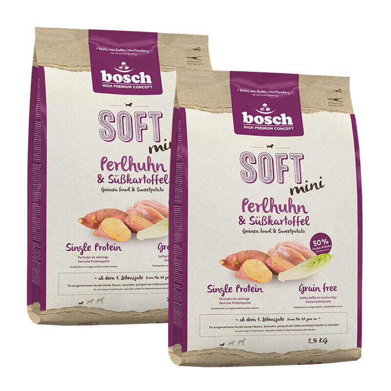 bosch Hundetrockenfutter bosch Soft Mini Perlhuhn & Süßkartoffel 2x2,5 kg