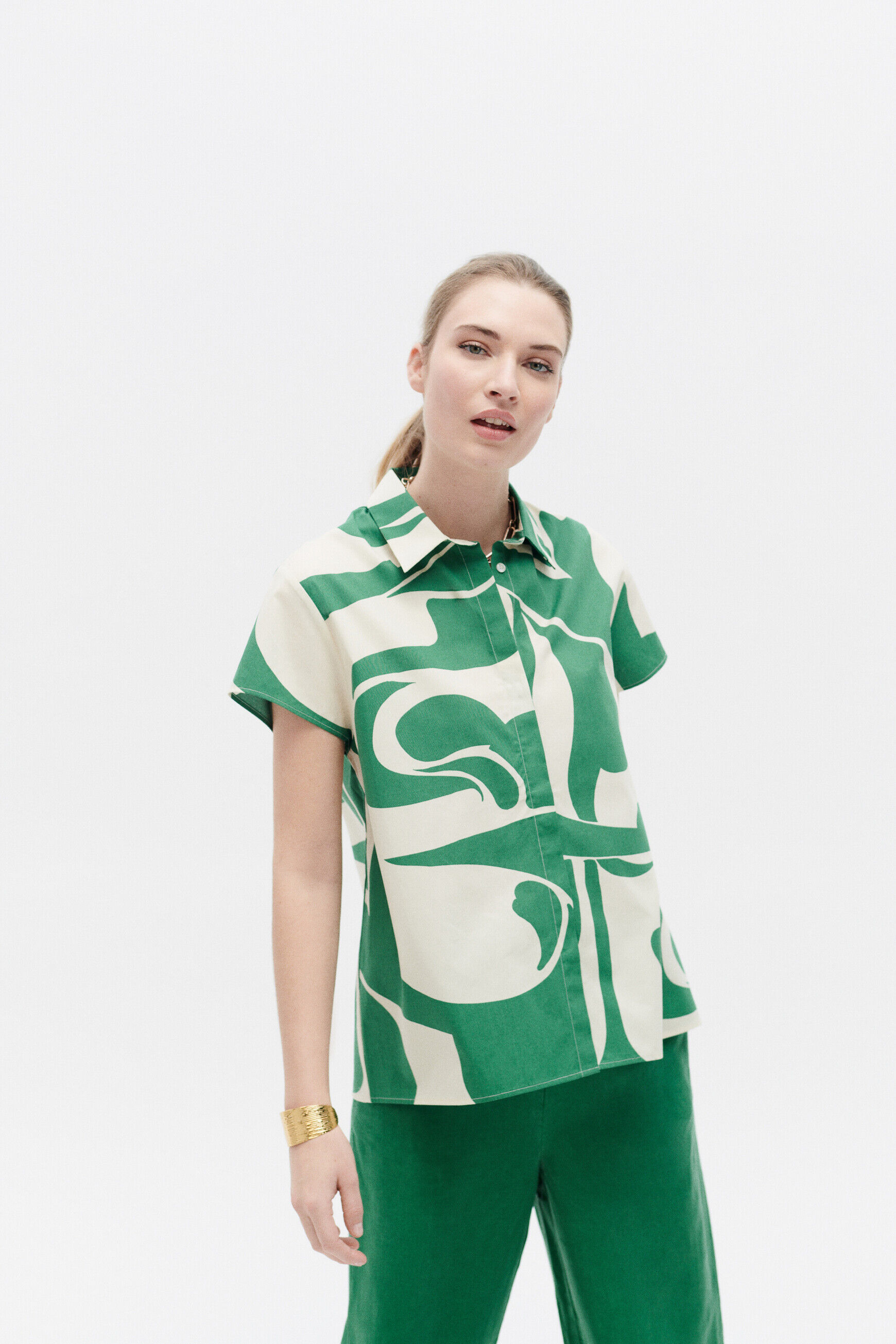 Chemisier canemone vert menthe femme