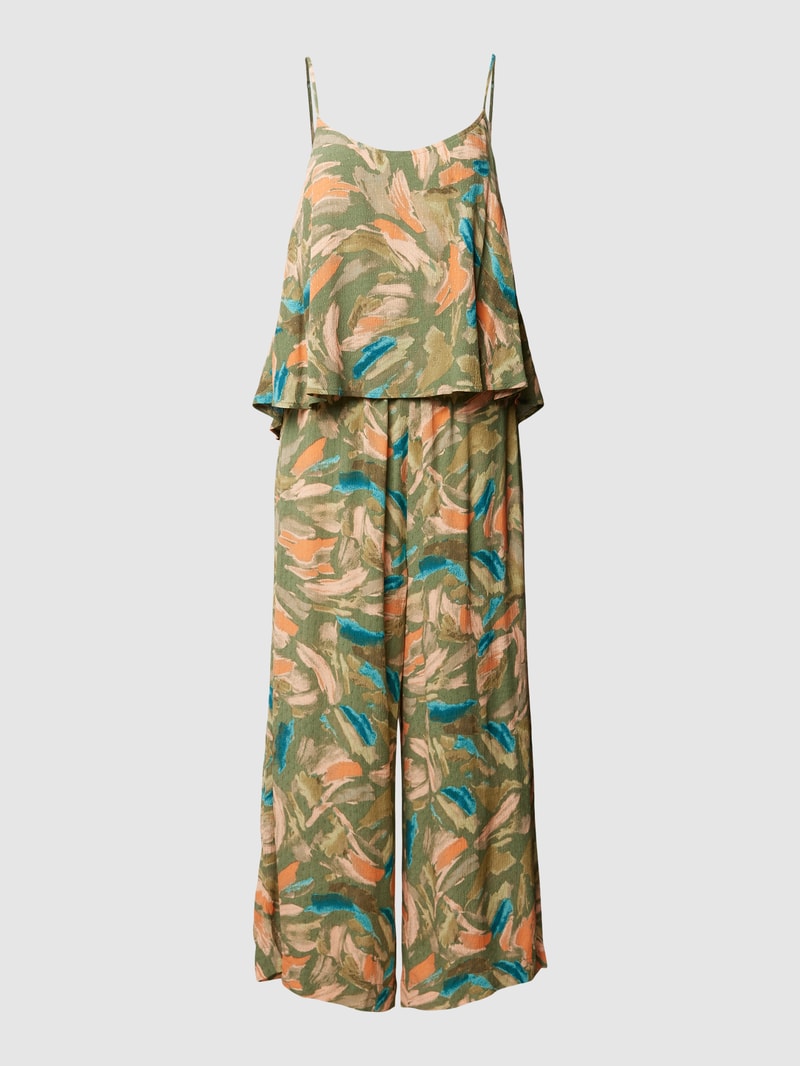 Jumpsuit aus Viskose mit Allover-Muster in khaki