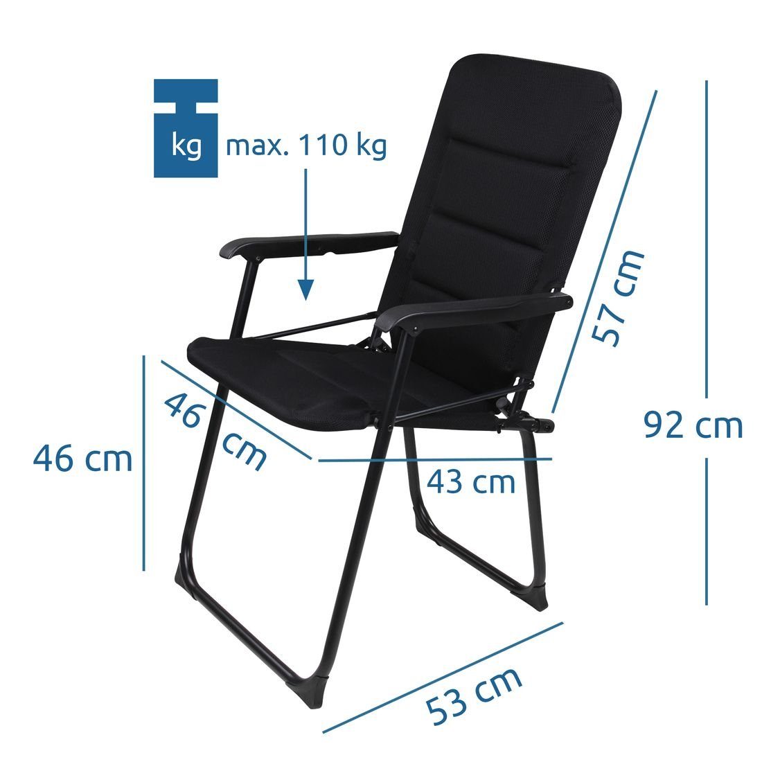 yourGEAR Klappstuhl yourGEAR Campingstuhl Lipari 3D Mesh - gepolsterter Klappstuhl leichter Caravan Stuhl Quick Dry Gartenstuhl