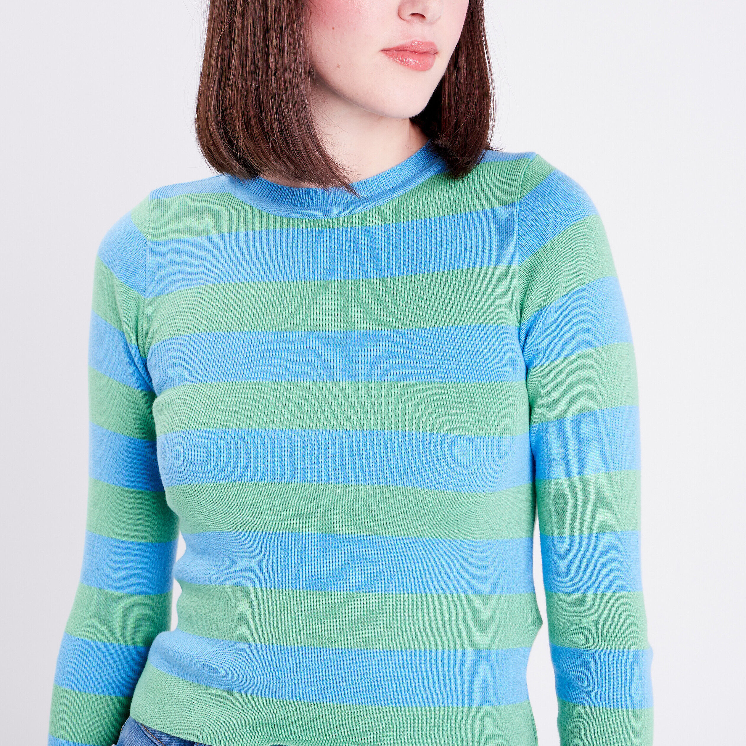 Pull avec manches longues bleu ciel femme | Cache Cache