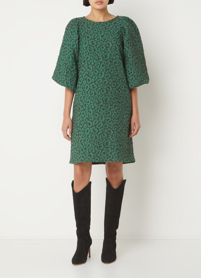 Robe tunique courte Zasu de by-bar, à imprimé léopard et manches bouffantes