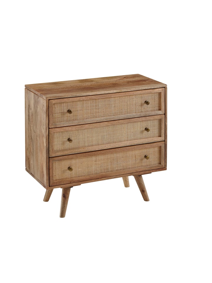KADIMA DESIGN Sideboard 80x75x40 cm Mango Massivholz / Rattan Vintage Anrichte, günstig kaufen onesize