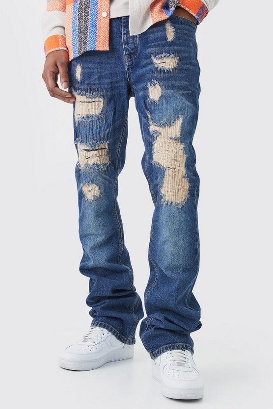 Tall Slim-Fit Schlagjeans mit Rissen