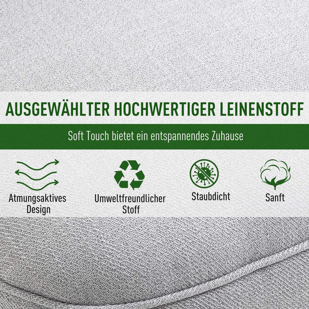 HOMCOM Relaxsessel mit Rückenkissen, Sessel, Fernsehsessel, Erhöhte Füße, Leinen, Grau, 52,5 x 69 x 77 cm