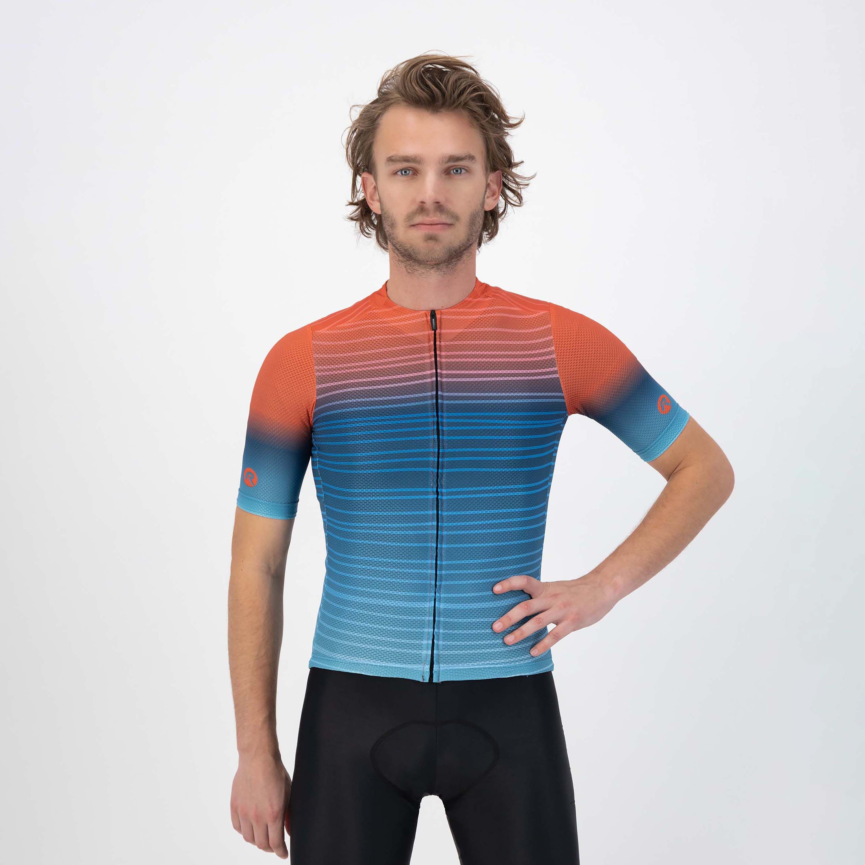 Rogelli Surf Blau/Orange Herren Radtrikot Kurzarm