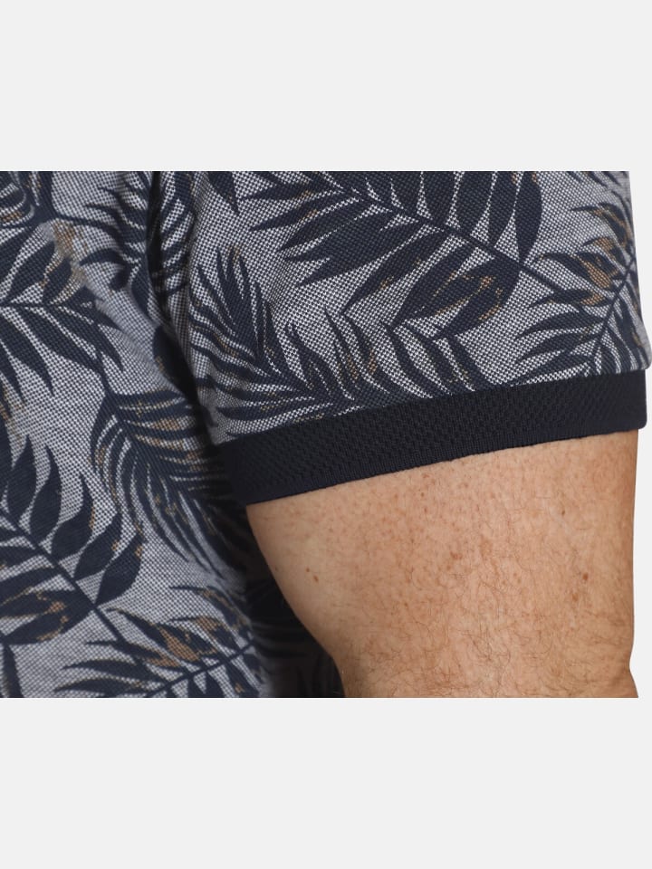 Charles Colby Poloshirt EARL ANGUS in blau gemustert günstig kaufen XXL