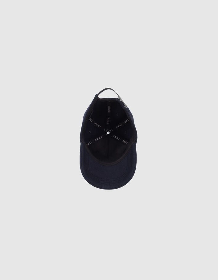 Casquette marine feutrée broderie typo jaune Homme