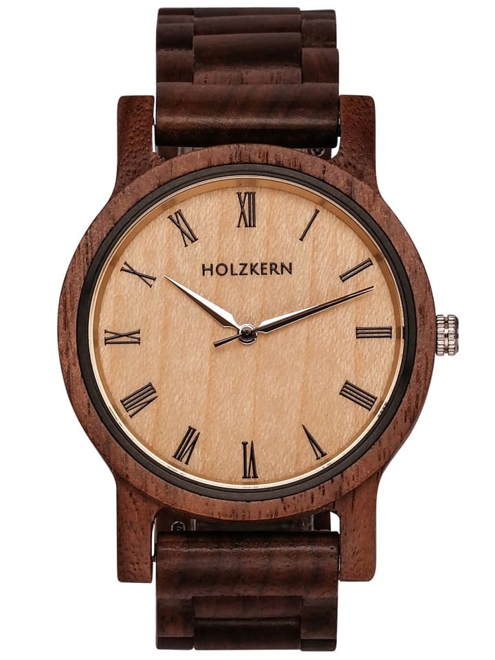 Holzkern Armbanduhr Quarz Herbstdämmerung Walnuss/Ahorn Creme / Braun günstig kaufen onesize
