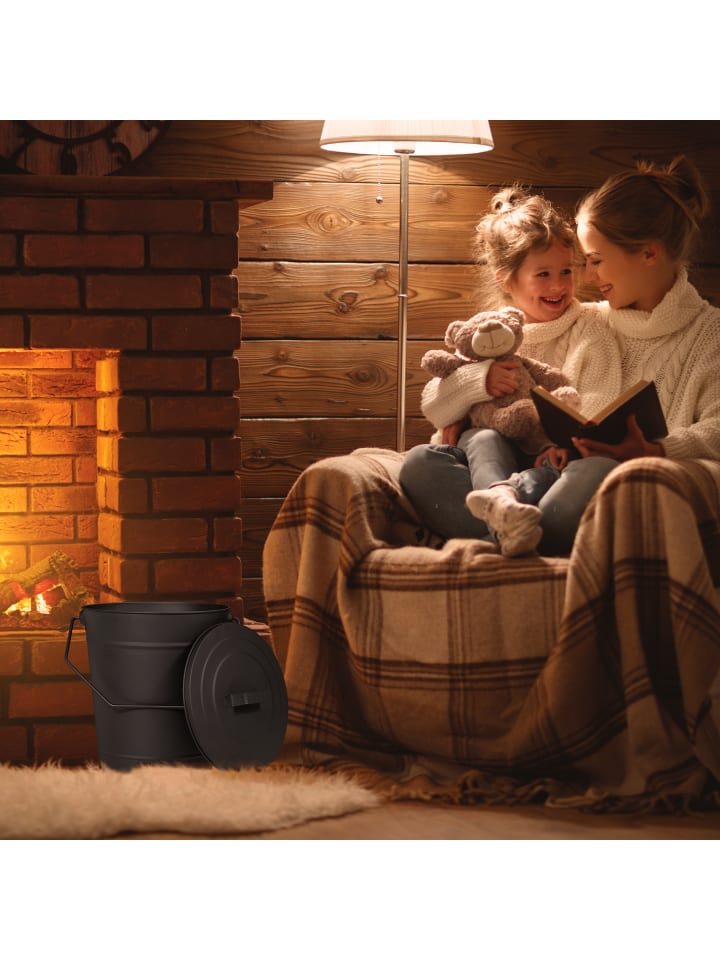 relaxdays Ascheeimer in Schwarz - 12 l günstig kaufen onesize