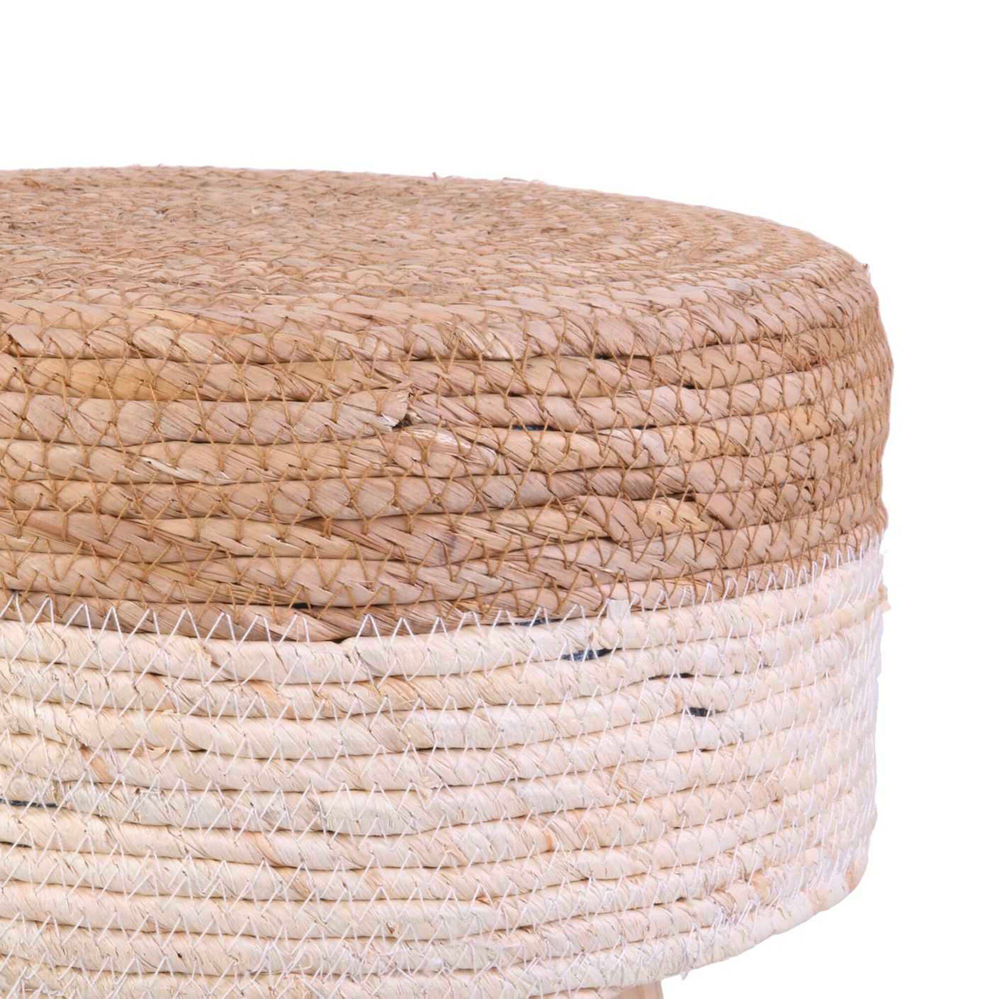 Tabouret avec assise bicolore tressée