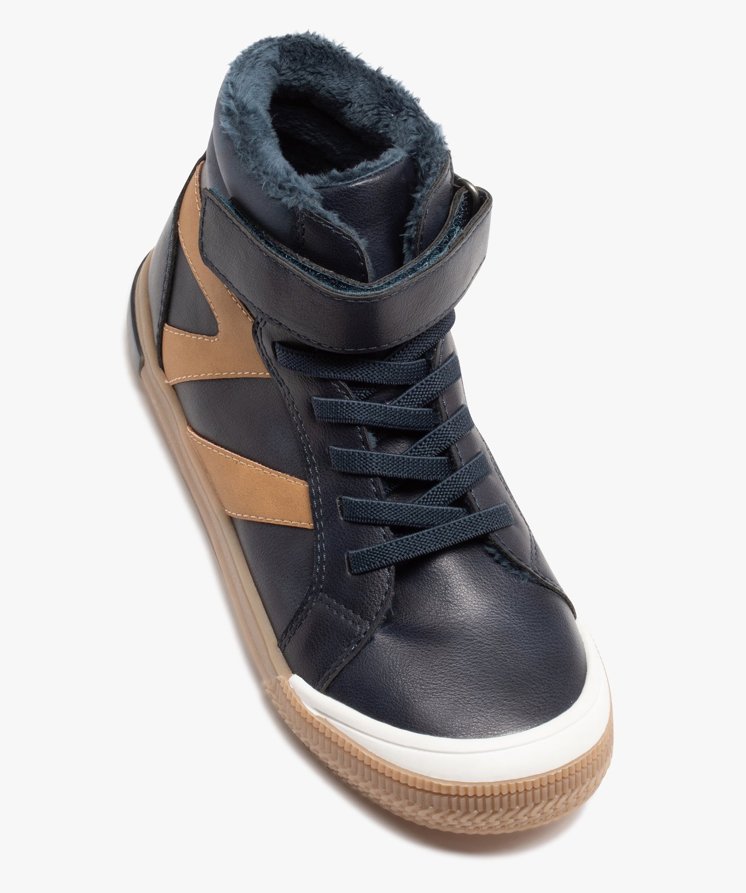 Boots fourrées à scratch look sportswear Garçon marine | GEMO