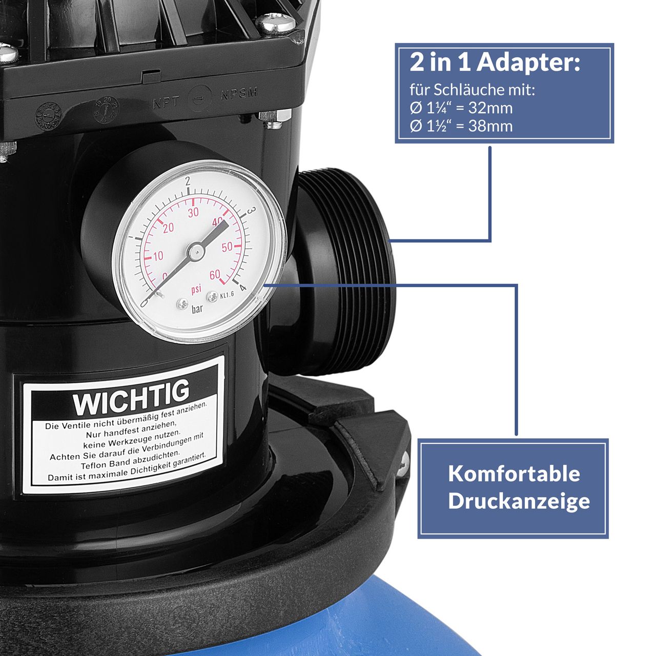 Casaria monzana® Sandfilteranlage 15.900 L/h mit Vorfilter